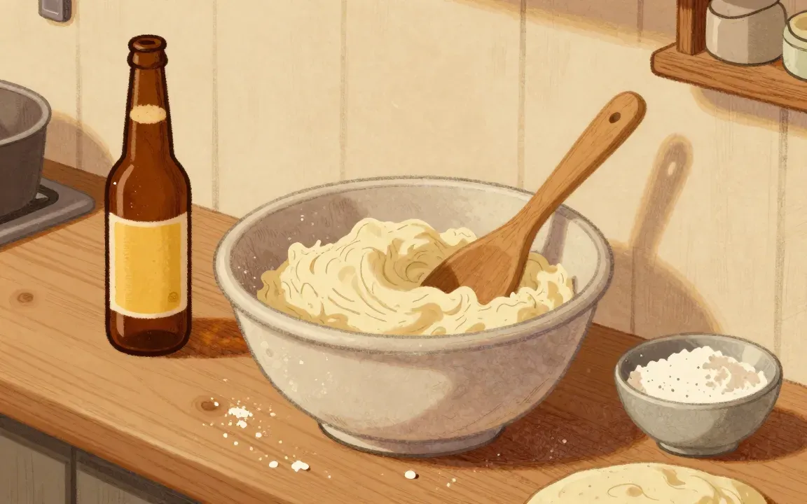 Teig – Pan Pizza mit Bier, 8 bis 12 Stunden