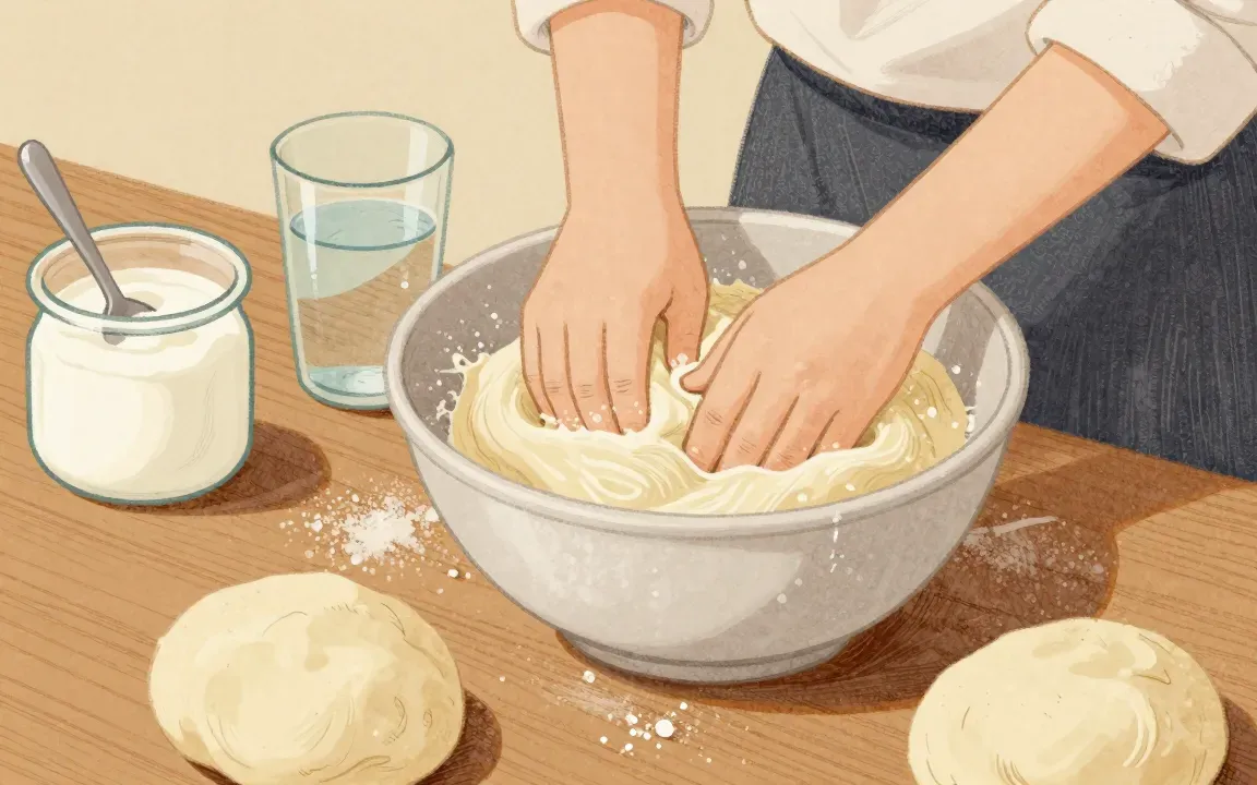 Teig ansetzen – Naan mit Knoblauch-Kräuterbutter