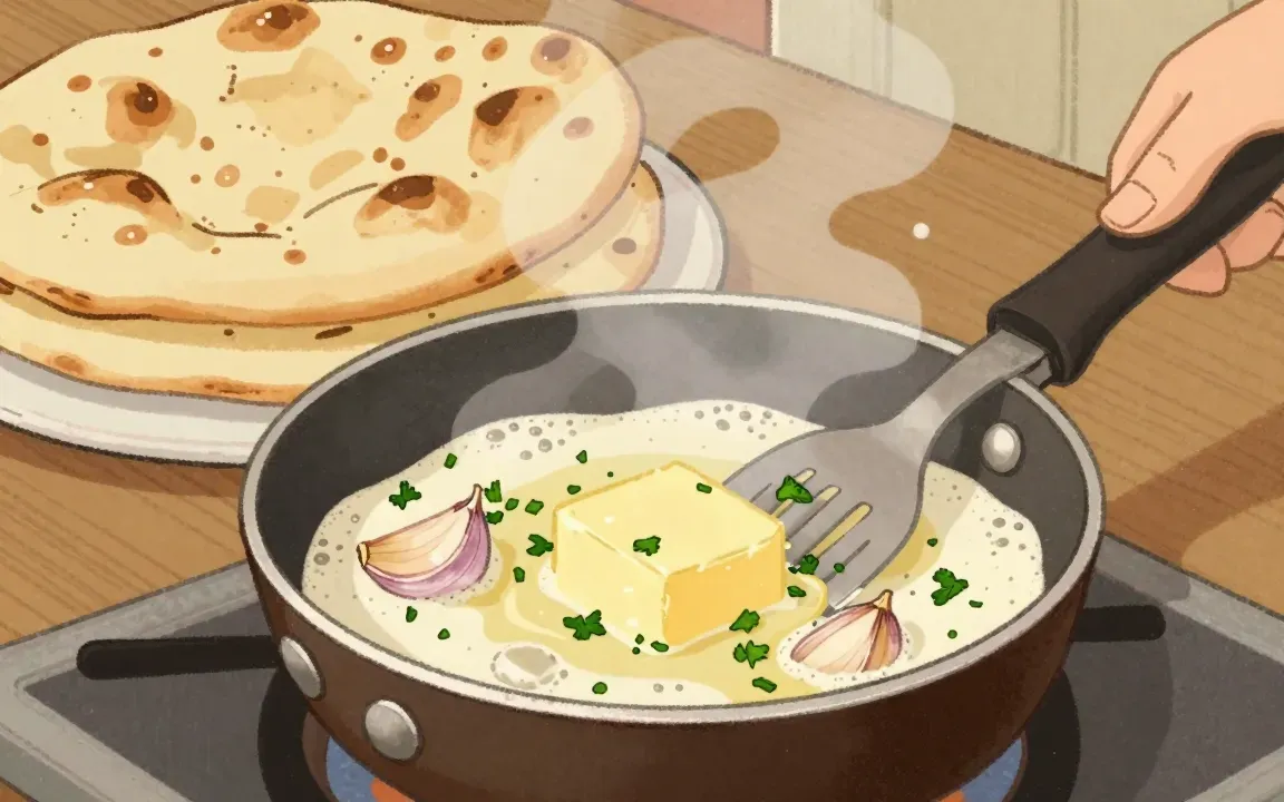 Kräuterbutter – Naan mit Knoblauch-Kräuterbutter