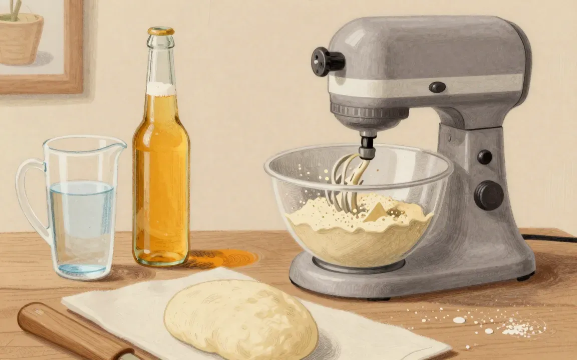Teig kneten – Weizenbier-Pizza, 24 bis 48 Stunden